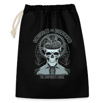 Overworked & Exhausted - Corporate Curse Skull Art - Gift Bag 30 x 45 cm - black - Front