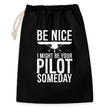 sois gentil, je pourrais être ton pilote un jour - Sac cadeau 30 x 45 cm - noir - Devant