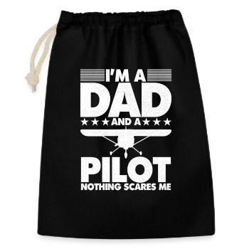 Je suis papa et pilote, rien ne me fait peur - Sac cadeau 30 x 45 cm - noir - Devant