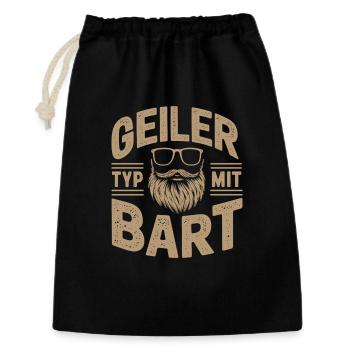 Geiler Typ Mit Bart Bartträger Barbier Vollbart - Geschenkbeutel aus Baumwolle (30 x 45 cm) - Schwarz - Vorne