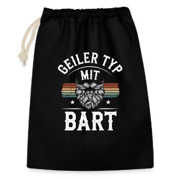 Geiler Typ Mit Bart Bartträger Barbier Vollbart - Geschenkbeutel aus Baumwolle (30 x 45 cm) - Schwarz - Vorne