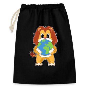 Globe terrestre du lion - Sac cadeau 30 x 45 cm - noir - Devant