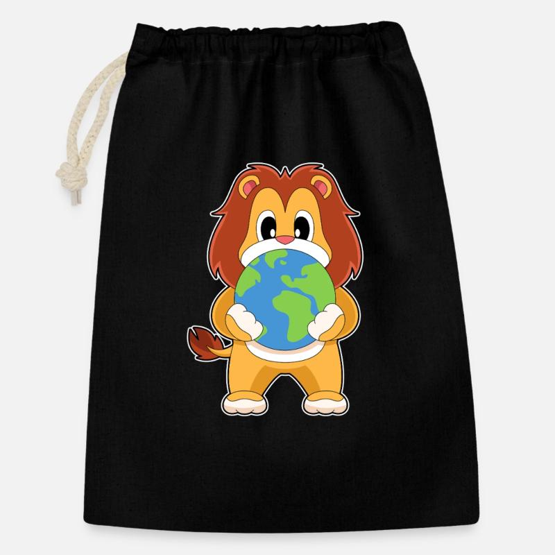 Globe terrestre du lion - Sac cadeau 30 x 45 cm - noir