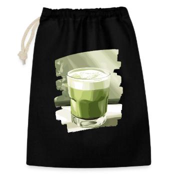 Matcha Latte Liebhaber Grüntee - Geschenkbeutel aus Baumwolle (30 x 45 cm) - Schwarz - Vorne