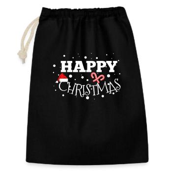 Happy Christmas Geschenidee - Geschenkbeutel aus Baumwolle (30 x 45 cm) - Schwarz - Vorne