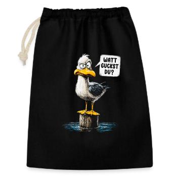 What are you looking at? Funny seagull – coastal humor - Gift Bag 30 x 45 cm - black - Front