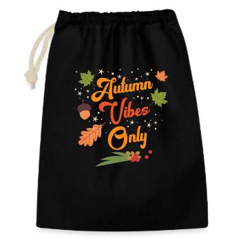 Autumn-Vibes-Only-Cozy-Fall-Leaves-Seasonal-Out - Geschenkbeutel aus Baumwolle (30 x 45 cm) - Schwarz - Vorne