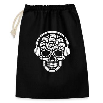 Skeleton Head Video Gaming Halloween Gamer - Geschenkbeutel aus Baumwolle (30 x 45 cm) - Schwarz - Vorne