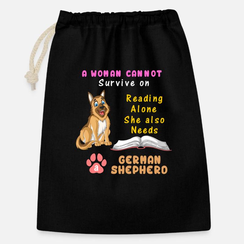 Buch Liebhaber Deutscher Schäferhund - Geschenkbeutel aus Baumwolle (30 x 45 cm) - Schwarz