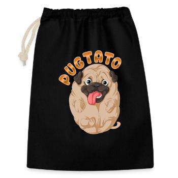 Pugtato Mops Kartoffel Lustig - Geschenkbeutel aus Baumwolle (30 x 45 cm) - Schwarz - Vorne