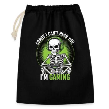 Imprimé squelette gaming humoristique - Sac cadeau 30 x 45 cm - noir - Devant