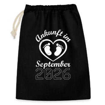 Werdende Mutter ANKUNFT IM SEPTEMBER 2026 - Geschenkbeutel aus Baumwolle (30 x 45 cm) - Schwarz - Vorne