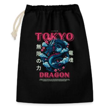 Japanischer Drache - Asiatisches Tokyo Motiv - Geschenkbeutel aus Baumwolle (30 x 45 cm) - Schwarz - Vorne