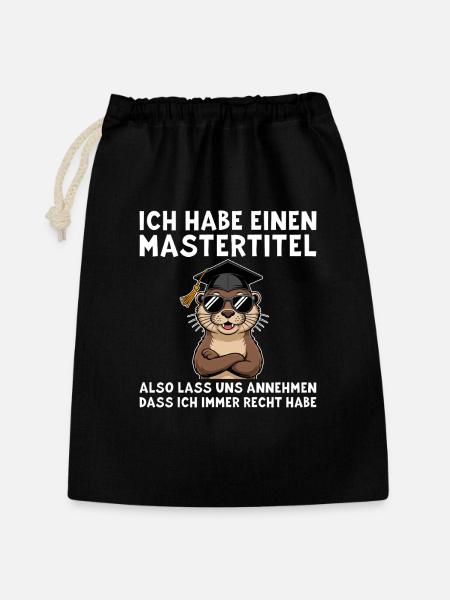 Mastertitel - Lustiger Otter Master Abschluss - Geschenkbeutel aus Baumwolle (30 x 45 cm) - Schwarz