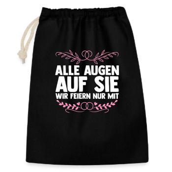 JGA Team Braut Junggesellinnenabschied - Geschenkbeutel aus Baumwolle (30 x 45 cm) - Schwarz - Vorne