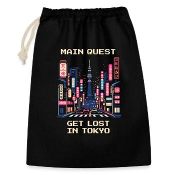 Quête principale : Se perdre à Tokyo | City trip Japon - Sac cadeau 30 x 45 cm - noir - Devant