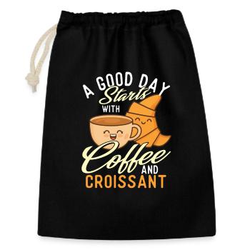 Une bonne journée commence avec un café et un croissant - Sac cadeau 30 x 45 cm - noir - Devant