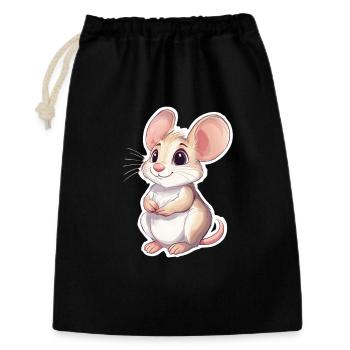 Maus - Geschenkbeutel aus Baumwolle (30 x 45 cm) - Schwarz - Vorne