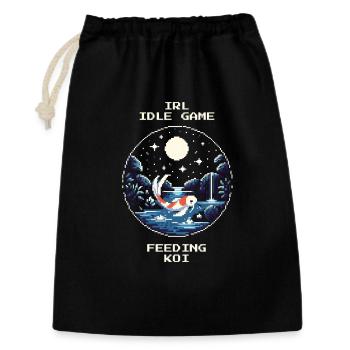 IRL Idle Game : Nourrir les carpes koï | Étang de jardin - Sac cadeau 30 x 45 cm - noir - Devant