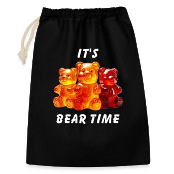 GUMMIBÄREN IT'S BEAR TIME - Geschenkbeutel aus Baumwolle (30 x 45 cm) - Schwarz - Vorne