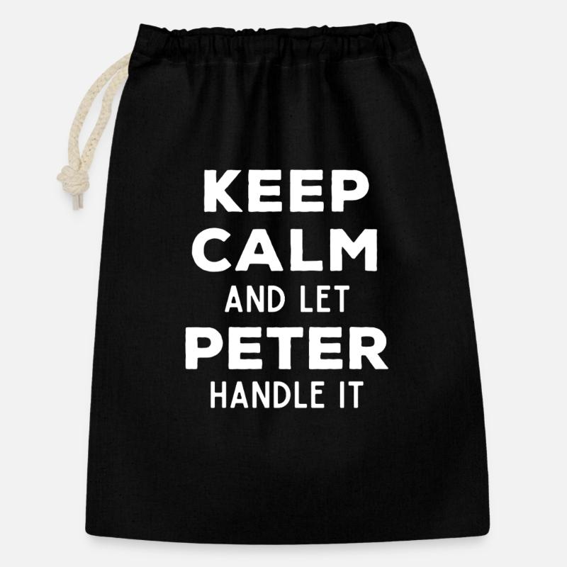 Keep Calm Let Peter sort it out Funny saying - Gift Bag 30 x 45 cm - black