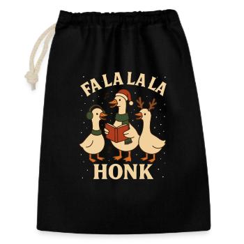 Weihnachtsgans Fa La La La Honk Lustiges Design - Geschenkbeutel aus Baumwolle (30 x 45 cm) - Schwarz - Vorne
