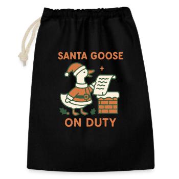Père Noël Oie En Devoir Drôle Noël Design - Sac cadeau 30 x 45 cm - noir - Devant
