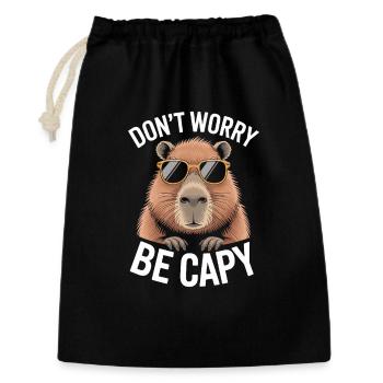 Capybara Dont Worry Be Capy Wasserschwein Nagetier - Geschenkbeutel aus Baumwolle (30 x 45 cm) - Schwarz - Vorne
