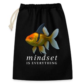 Mindset ist alles Goldfisch, Motivierend - Geschenkbeutel aus Baumwolle (30 x 45 cm) - Schwarz - Vorne