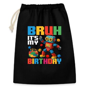 Bruh It’s My Birthday Funny Brick Builder - Gift Bag 30 x 45 cm - black - Front