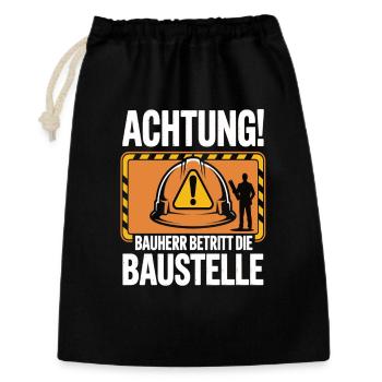 Attention: Builder enters the construction site - Gift Bag 30 x 45 cm - black - Front