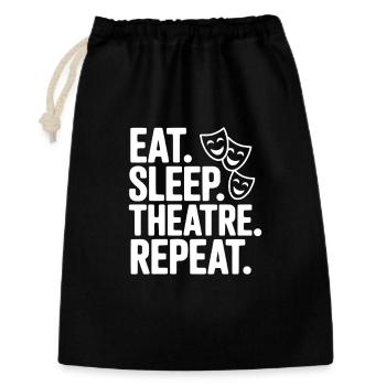 Eat Sleep Theatre Repeat - Geschenkbeutel aus Baumwolle (30 x 45 cm) - Schwarz - Vorne