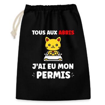 jeune permis, jeune conducteur, permis de conduire - Sac cadeau 30 x 45 cm - noir - Devant