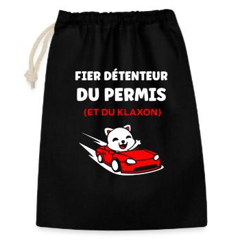 Humour permis de conduire - Sac cadeau 30 x 45 cm - noir - Devant
