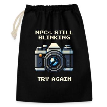 NPC is still blinking | Try again, portrait - Gift Bag 30 x 45 cm - black - Front