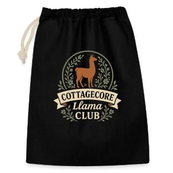 Cottagecore Lama Ästhetisches Süßes Nutztier - Geschenkbeutel aus Baumwolle (30 x 45 cm) - Schwarz - Vorne