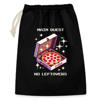 Quête principale : Pas de restes | Pizza RPG Humour - Sac cadeau 30 x 45 cm - noir - Devant