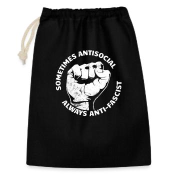 Sometimes antisocial, always anti-fascist - Gift Bag 30 x 45 cm - black - Front