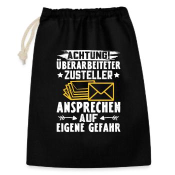 Postboten ACHTUNG ÜBERARBEITETER ZUSTELLER - Geschenkbeutel aus Baumwolle (30 x 45 cm) - Schwarz - Vorne