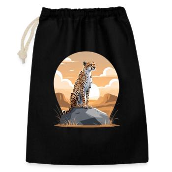 Guépard au coucher de soleil du désert - Sac cadeau 30 x 45 cm - noir - Devant