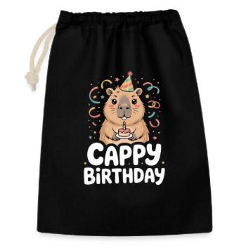 Capybara Anniversaire Cappy Anniversaire Drôle de capy - Sac cadeau 30 x 45 cm - noir - Devant