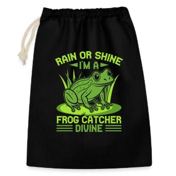 Attrape-grenouilles, pluie ou soleil, je suis une grenouille divine - Sac cadeau 30 x 45 cm - noir - Devant