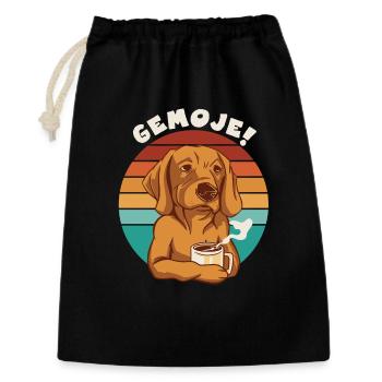 GEMOJE Hessischer Spruch Hund Kaffee Gassi - Geschenkbeutel aus Baumwolle (30 x 45 cm) - Schwarz - Vorne
