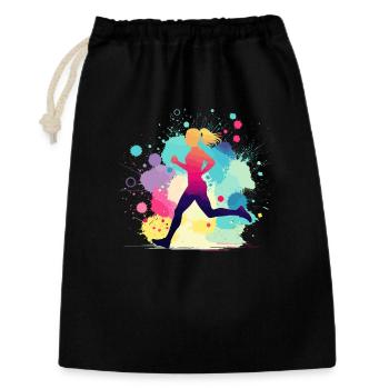 Coureur, course, marathon, jogging, jogging - Sac cadeau 30 x 45 cm - noir - Devant