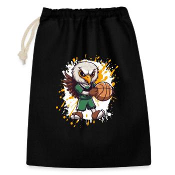 Basketball-Eule im Grünen Trikot - Geschenkbeutel aus Baumwolle (30 x 45 cm) - Schwarz - Vorne