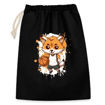 Basketball Fuchs Comic - Geschenkbeutel aus Baumwolle (30 x 45 cm) - Schwarz - Vorne
