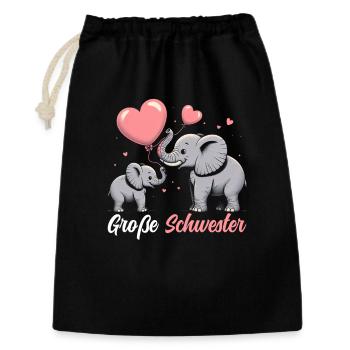 Grande Sœur Éléphant Frère ou Sœur Aînée - Sac cadeau 30 x 45 cm - noir - Devant