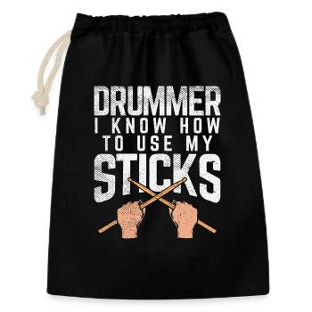 Drummer Knows How To Use My Sticks Tee Design - Geschenkbeutel aus Baumwolle (30 x 45 cm) - Schwarz - Vorne