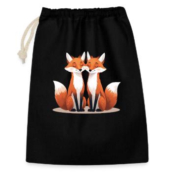 Two cuddling foxes - Gift Bag 30 x 45 cm - black - Front