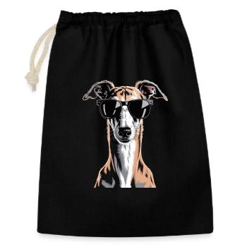 Greyhound Windhund - Geschenkbeutel aus Baumwolle (30 x 45 cm) - Schwarz - Vorne